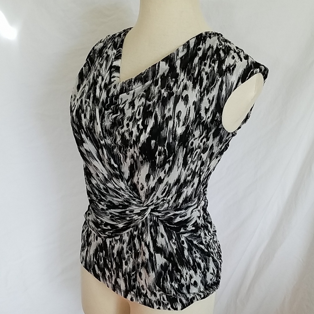 Silk and nylon blurred Leopard print wrap top